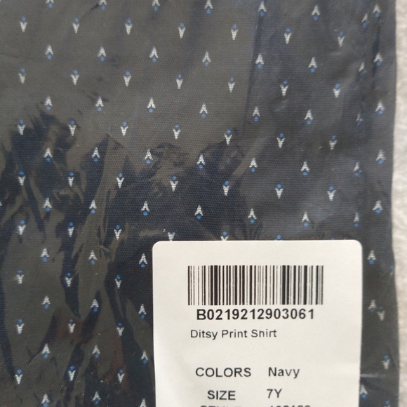 Navy Ditsy Dot Button-Up - boy Shirt - Picture 5 of 5